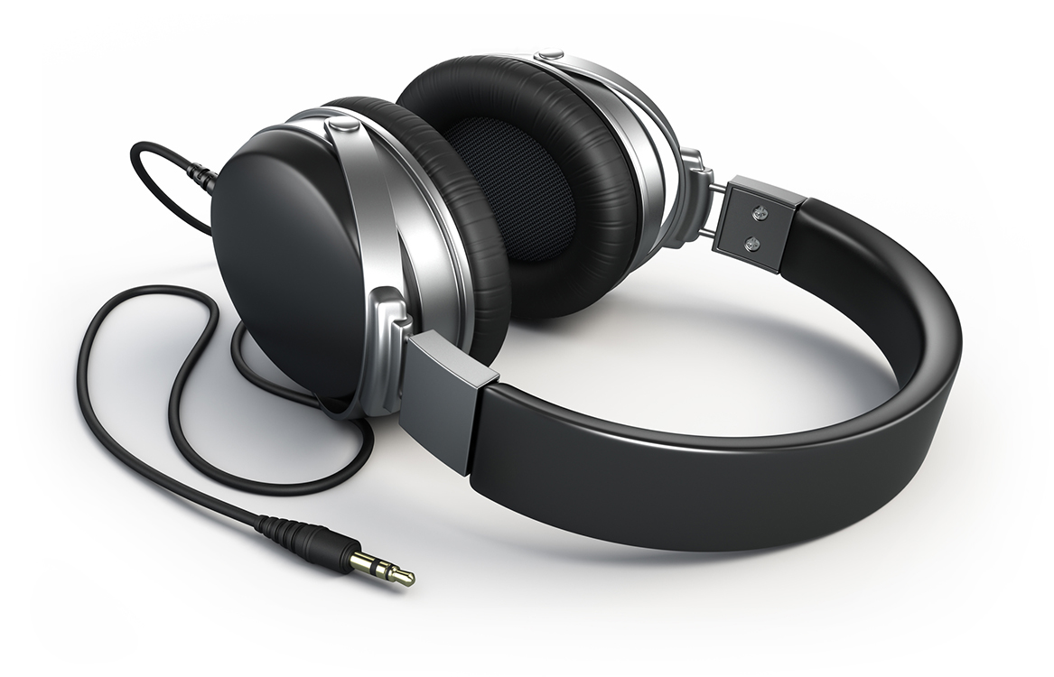 silver black headphones